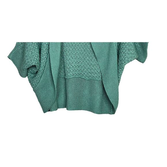 ZARA Slouchy Short Sleeves Knit Cotton Short Cardigan Sweater Open Front M Teal - Picture 4 of 14